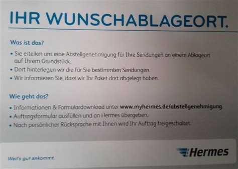 ablageort hermes ändern|hermes ablageerklärung.